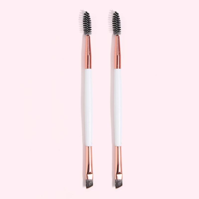 2pcs Double Head Makeup Brushes Set, Eyebrow & Lash Brushes for Makeup, Professional Makeup Brush Tools For Women & Girls, Portable Beauty Brushes for Daily & Travel Use