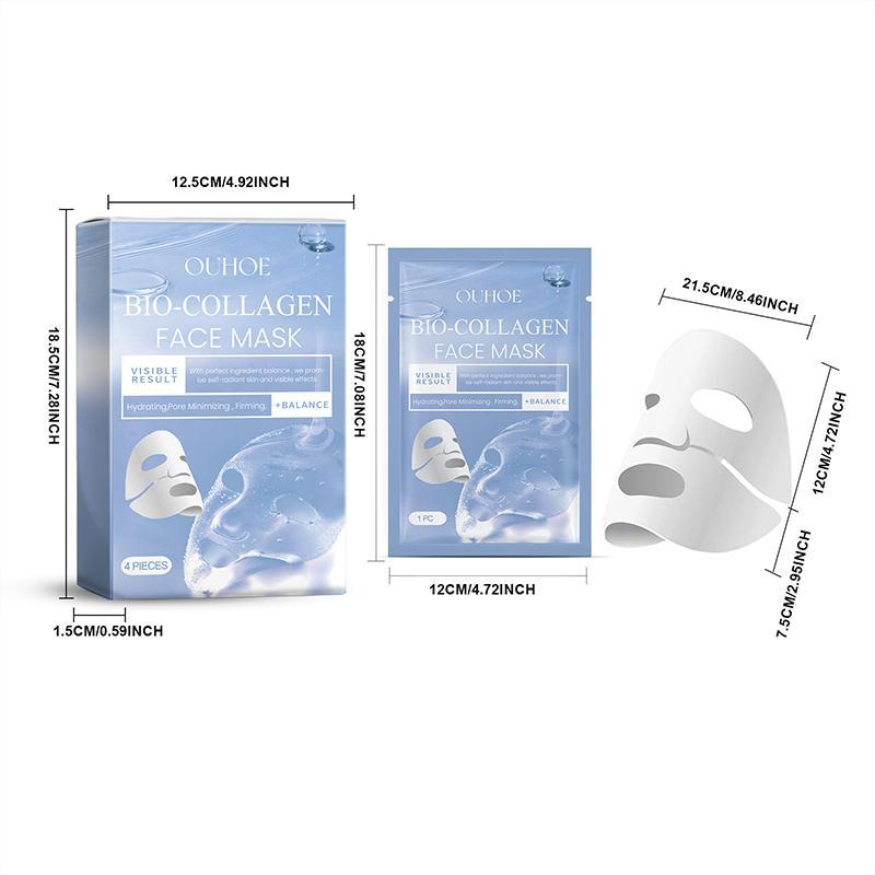 Collagen Face Mask, 1 Box 2 Boxes(4 Counts box) Moisturizing Facial Mask, Hydrating Face Mask, Face Care Product for Women & Men