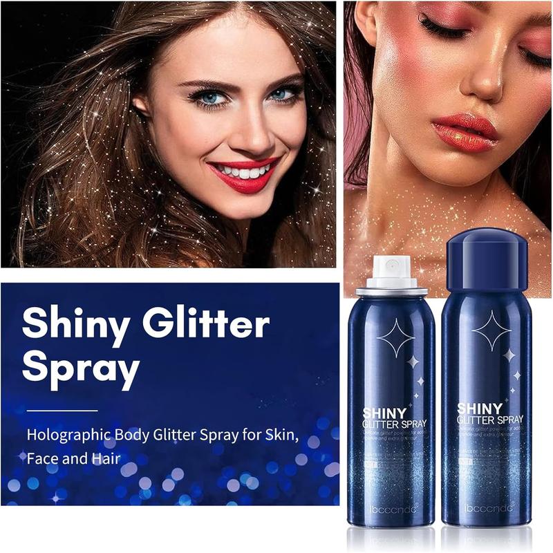 HANYWIL Body Glitter, Body Glitter Spray, Glitter Spray for Hair and Body, Long-Lasting and Quick-Drying Silver Glitter Hairspray Suitable for Stage, Festival Rave and Makeup Prom 2.11 Fl Oz