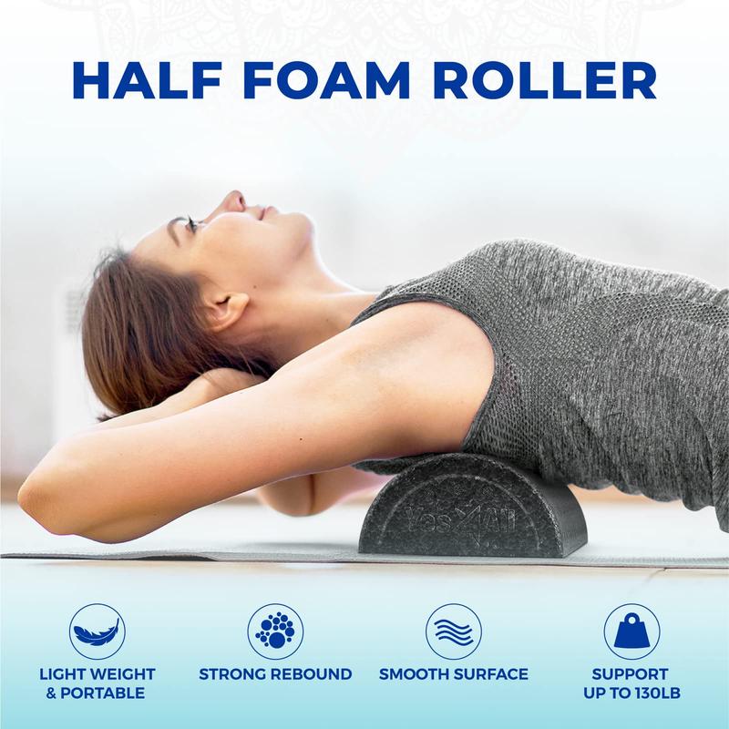 High Density Half Round Foam Roller Support Pain Relieved, Back, Leg and Muscle Restoration, 12