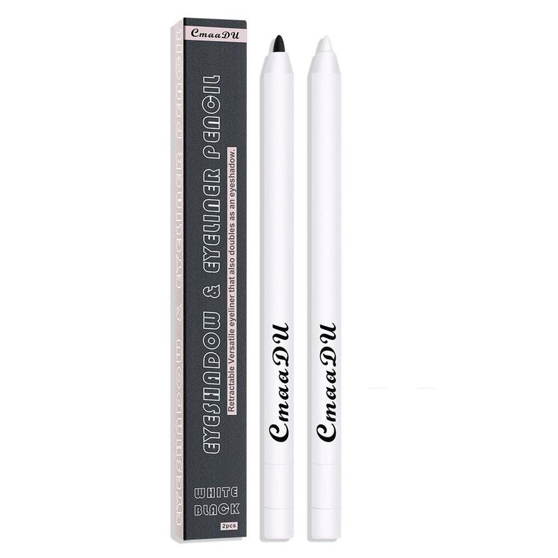 Two Color Eyeliner, 2 Counts set Blacks and White Eyeliner, Eyeliner Gel Pen, Long Lasting Coloring Eye Makeup Pen, Eye Makeup Product