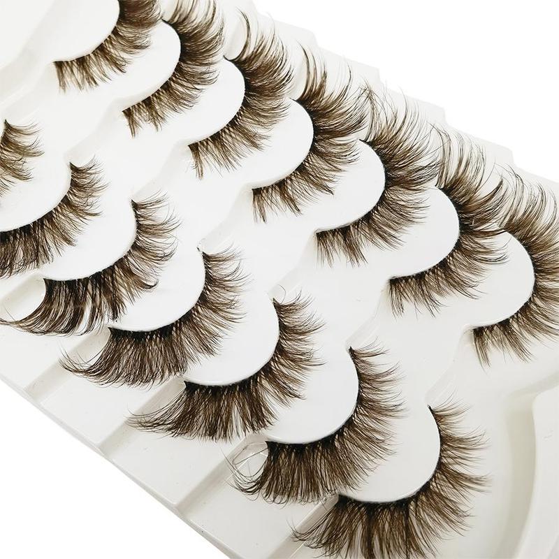 8D Fluffy False Eyelashes for Eyelashes Extensions, Wispy Transparent Stem Brown Faux Cluster Lashes, Eyelashes Extensions, Natural Curling Eye Makeup Strip Lashes for Women & Girls Eye Extensions, Christmas Gift