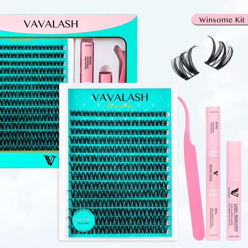 VAVALASH DIY Cluster Lash Kit, Lash Bond&Seal, Remover, Lash Tweezer for DIY Eyelash Extension at Home For Girl Make up Makeup Cosmetic Eyelashes Extensions