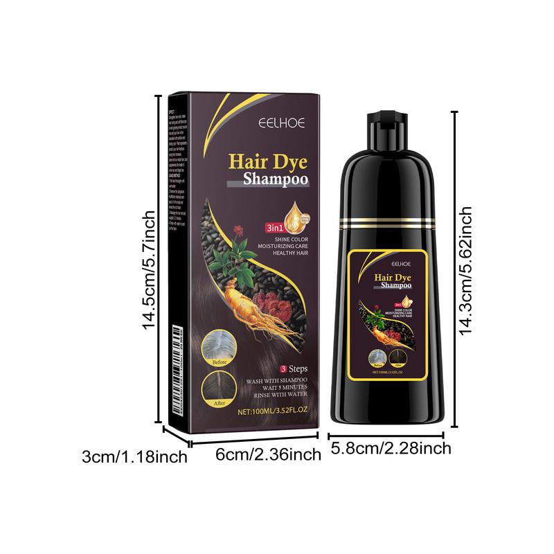 Hair Dye Shampoo (Black), Natural Hair Dye, 3 in 1 Hair Dyeing, Nourishing, Growing, Ammonia-free, Lasts 30 Days 100ml