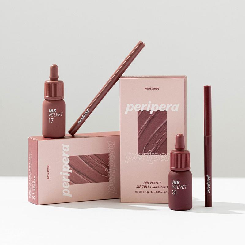 [PERIPERA Official Shop] PERIPERA Ink Velvet Lip Liner Set | Lip Tint + Lipliner | Long-Lasting Creamy texture | Velvet semi-matte finish | K-beauty