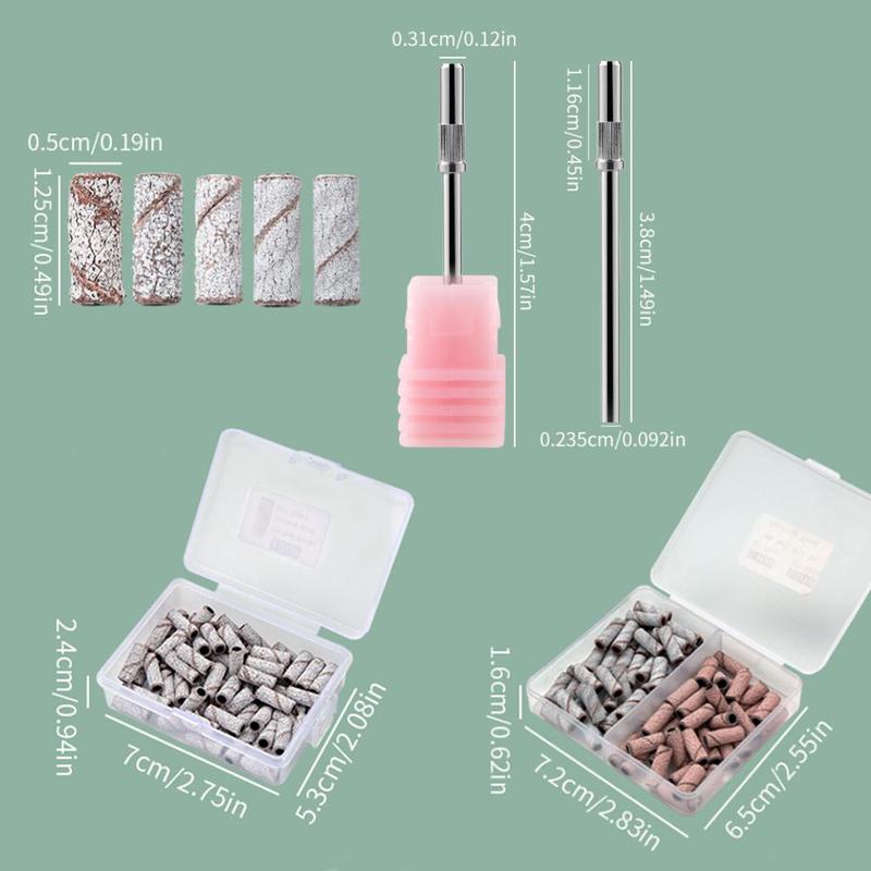 Mini Nail Sanding Bands with Mandrel, Nail Drill Bits Sand Rings, Dead Skin Nail Gel Remove Milling Cutter for Manicure