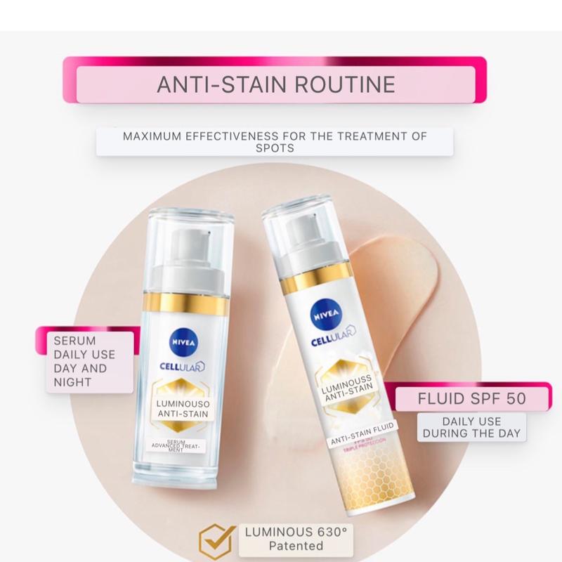 NIVEA LUMINOUS 630 ANTI-STAIN FLUID SPF 50 OF 40 ML    NIVEA FLUIDO LUMINOUS 630 ANTIMANCHAS FPS 50 DE 40 ML dark spot luminous nivea serum