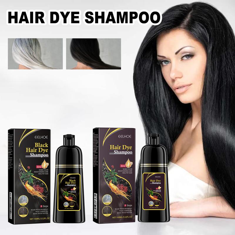 Hair Dye Shampoo (Black), Natural Hair Dye, 3 in 1 Hair Dyeing, Nourishing, Growing, Ammonia-free, Lasts 30 Days 100ml