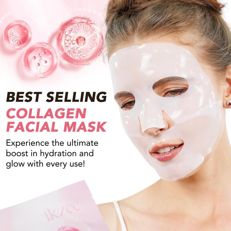 Collagen Facial Mask, 4 Counts box Deep Hydrating & Nourishing Facial Mask, Gentle & Soothing Facial Skin Care Kit for Women, Christmas Gift