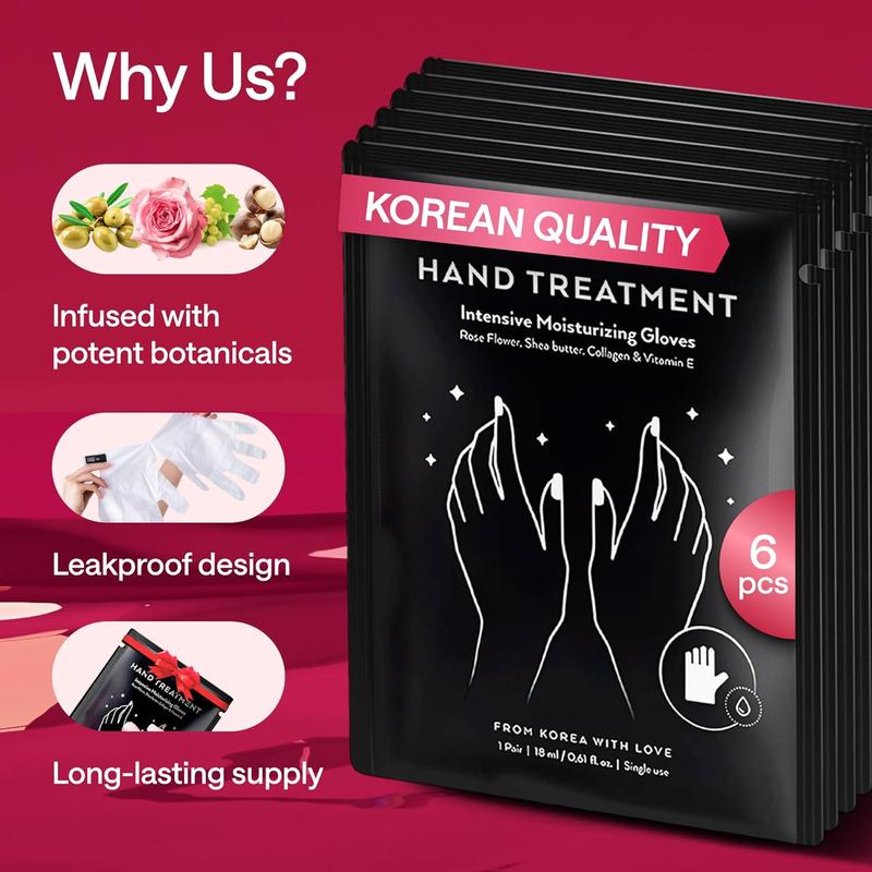 Moisturizing Gloves for Overnight Hand Treatment & Care - Hand Moisturizer Gloves Overnight - Hand Mask Gloves for Relaxing Hand Spa - Collagen Hand Gloves - Lotion Infused Moisturizing Gloves 6 Pack