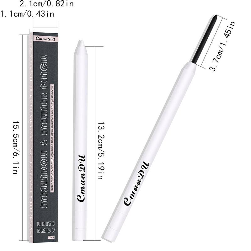 Two Color Eyeliner, 2 Counts set Blacks and White Eyeliner, Eyeliner Gel Pen, Long Lasting Coloring Eye Makeup Pen, Eye Makeup Product