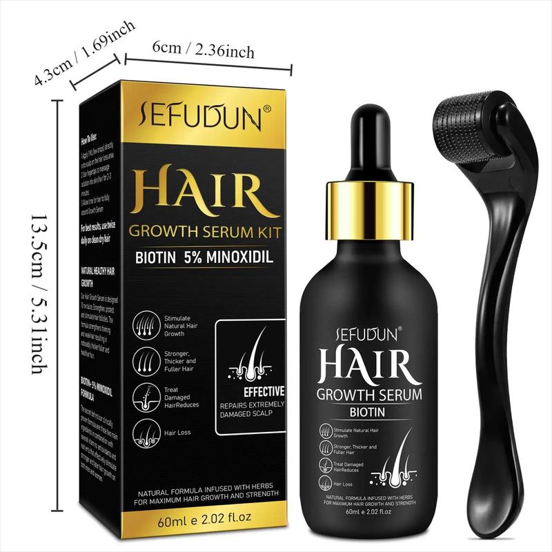 Minoxidil Hair Serum with Micro Needle Roller, 1 Count Hair Strengthening Serum, Moisturizing Hair Care Product for Men & Women