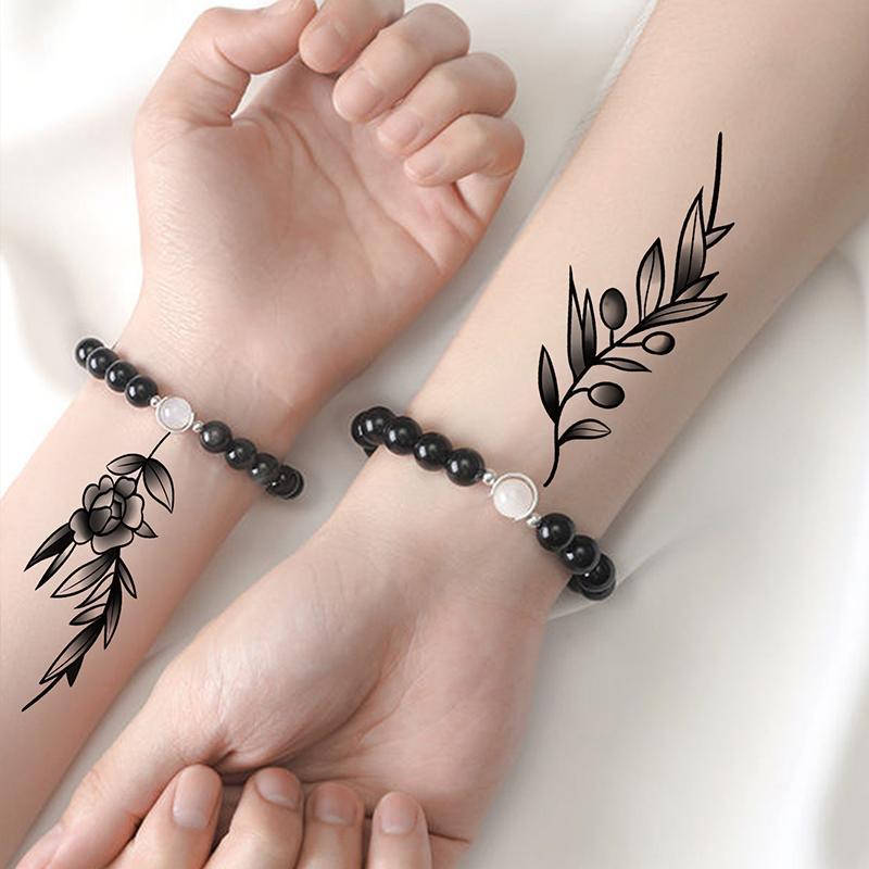 1 Sheet Flower & Leaf Pattern Temporary Tattoo Sticker, Creative Fake Tattoo Sticker For Men & Women