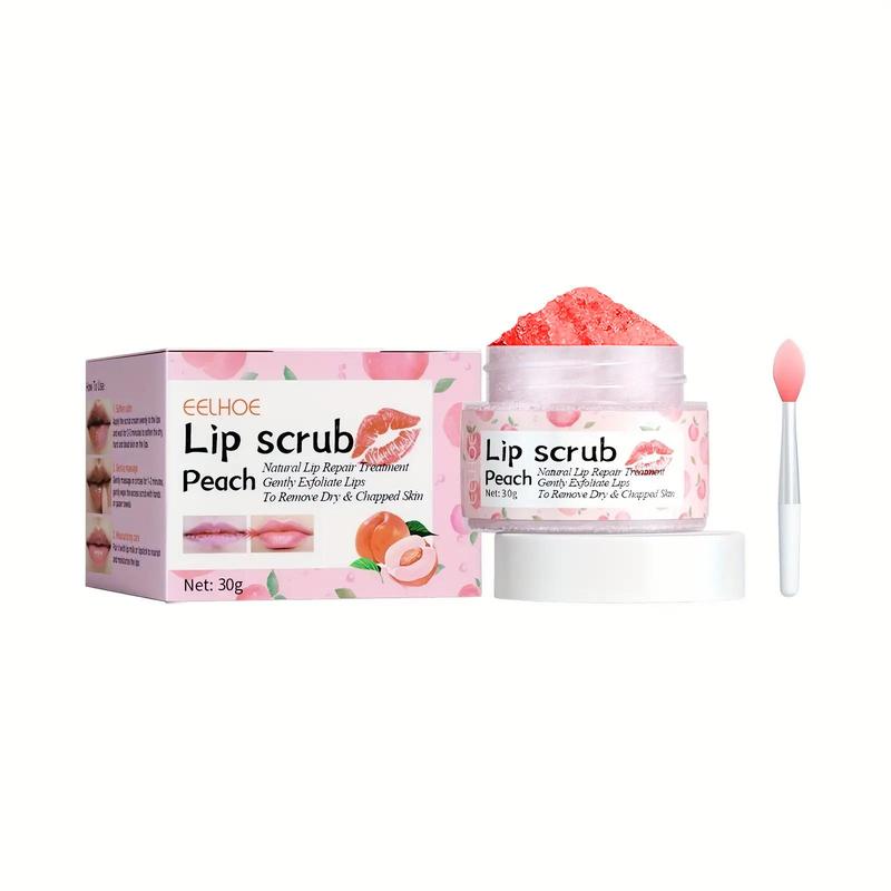 Peach Lip Scrub with Brush, Exfoliating Lip Scrub, Fade Lip Lines, Lip Care Product for Women & Girls, Skincare Products