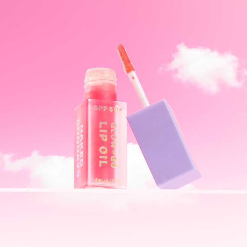 Naked Sundays SPF50 Glow + Go Lip Oil - Hydrating Lip Sunscreen with Vitamin C, Lycopene, and Tomato Extract - SPF Lip Gloss Moisturizing Skincare Smooth