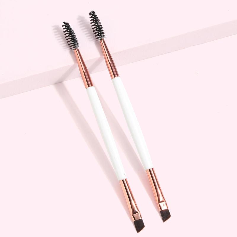 2pcs Double Head Makeup Brushes Set, Eyebrow & Lash Brushes for Makeup, Professional Makeup Brush Tools For Women & Girls, Portable Beauty Brushes for Daily & Travel Use