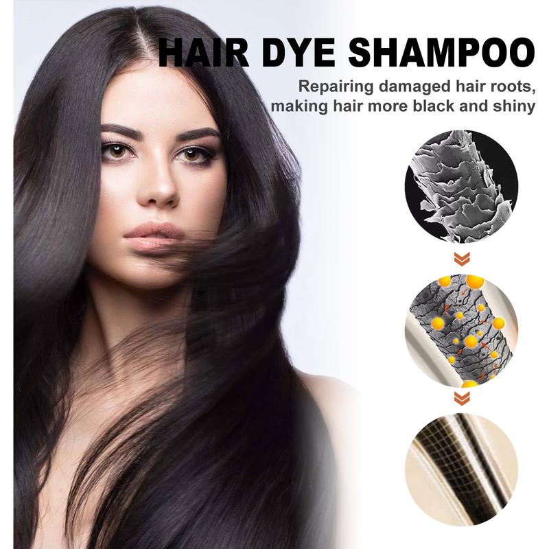 Hair Dye Shampoo (Black), Natural Hair Dye, 3 in 1 Hair Dyeing, Nourishing, Growing, Ammonia-free, Lasts 30 Days 100ml