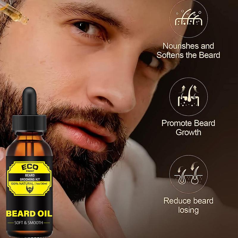 Black Friday Deal Beard Grooming Kit for Men,with Beard Shampoo, Beard Oil, Beard Balm, Beard Trimming Scissors, Beard Comb, Beard Brush,Storage Bag & Beard Apron | Beard Kit for Men Grooming and Care, Beard Men Gift Set