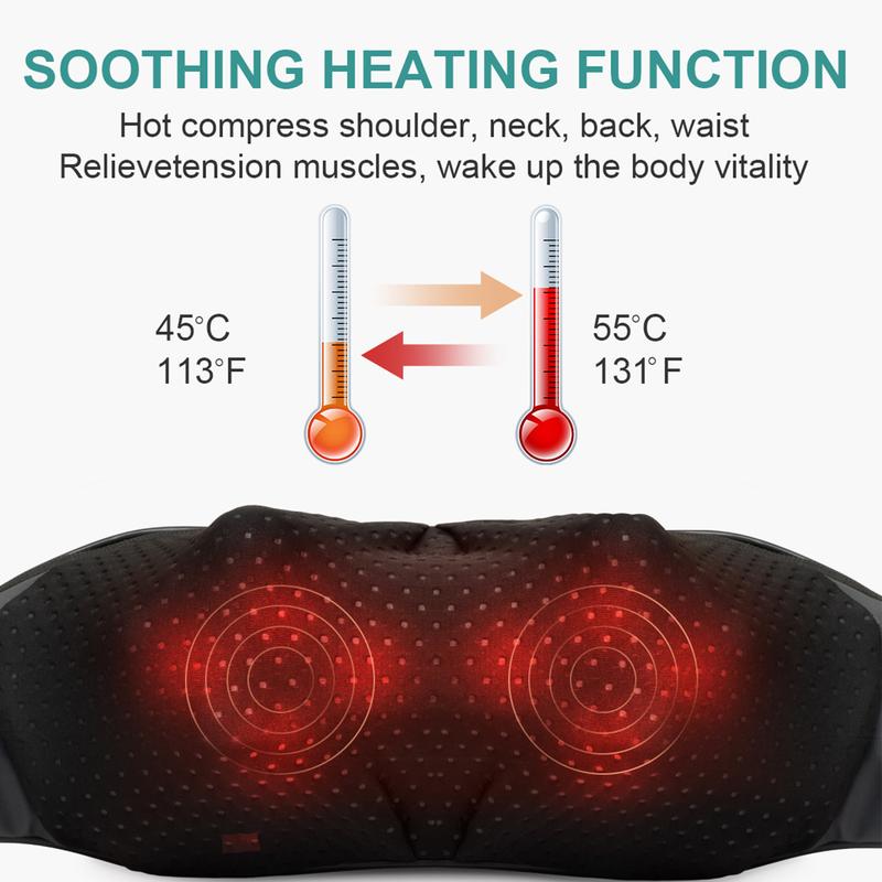 Nekteck Wireless Neck and Back Massager for Pain Relief Deep Tissue, Cordless Shiatsu Neck Massager with Heat, for Shoulder, Leg, Body Muscle