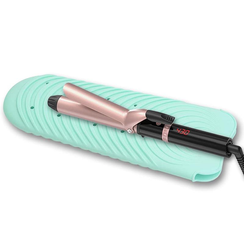 Heat Resistant Mat for Curling Iron, Flat Iron Silicone Mat Pouch for Hair Straightener, Portable Travel Curling Iron Holder for Crimping Iron, Curling Wand, Waving Iron and Hot Hair Styling Tools