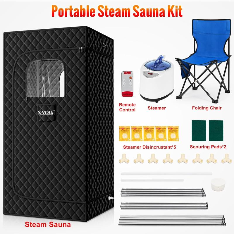 Portable Steam Sauna Box with 2.6L Steamer and 9 Levels for Home - Sauna Tent (2.6' x 2.6' x 5.9')