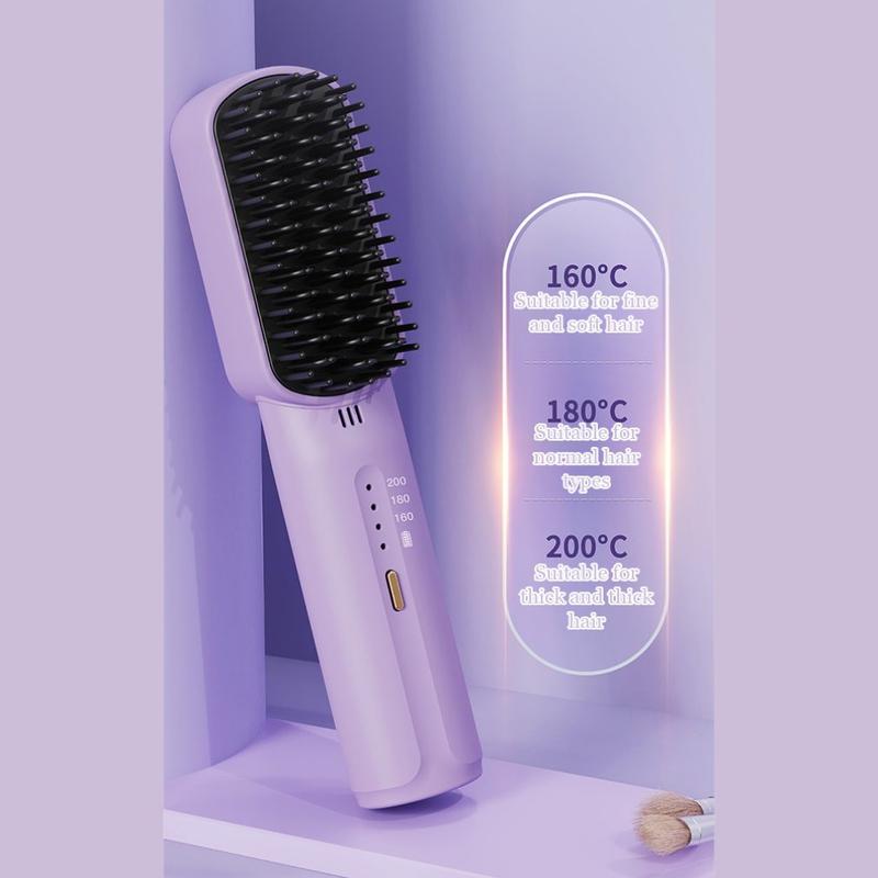 Hair Straightener Brush, Hair Straightening Comb Straightening Hot Air Brush for Women, Anti Scald & Heat Damage, Fast Heating,, Suitable for Home & Travel