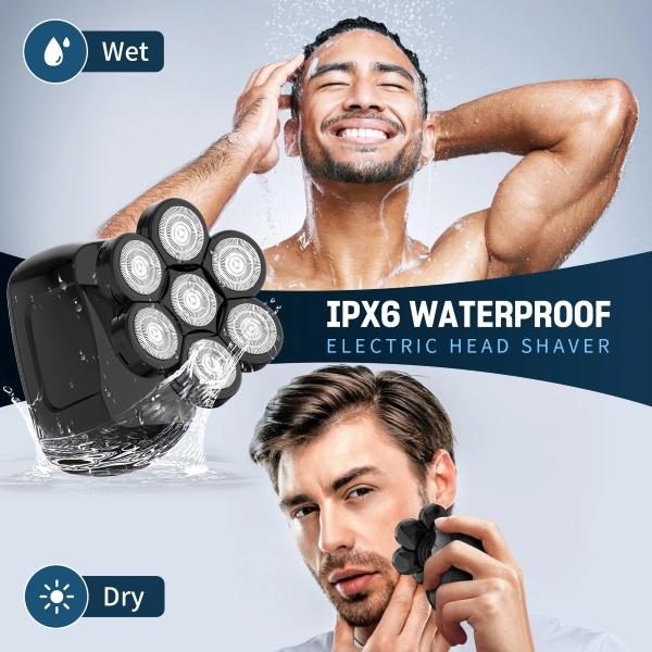 BaldMaster Pro Black Edition 6-in-1 7- Head shaver: waterproof - Best Head Shave of 2024 All-in-One Comfort by BALD DAD DUDES