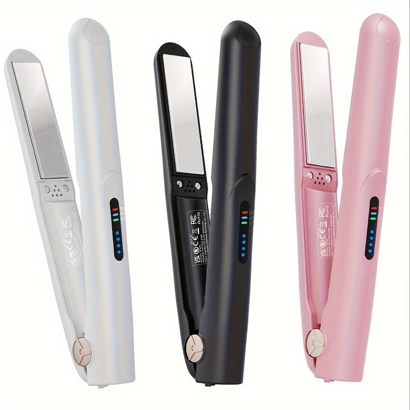 Cordless Hair Straightener Curling Iron, Mini Portable USB, Intelligent Temperature Control to Upgrade the Anti- scalding, Hair Care Anion Care Hair, Large- capacity Lithium Battery Lasting Life, Portable Charger, tymoring  pink Comfort