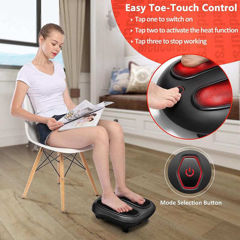 Medcursor Shiatsu Foot Massager with Heat, Electric Deep Kneading Massage Machine for Muscle Relax Comfort