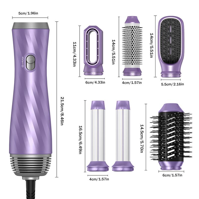 6 in One Hot Air Brush, Comfort Smoothing 1000W Powerful Negative Ionic Air Curler Hair Styler Set,Thanksgiving Day & Christmas Winter Gifts & New Year Gifts