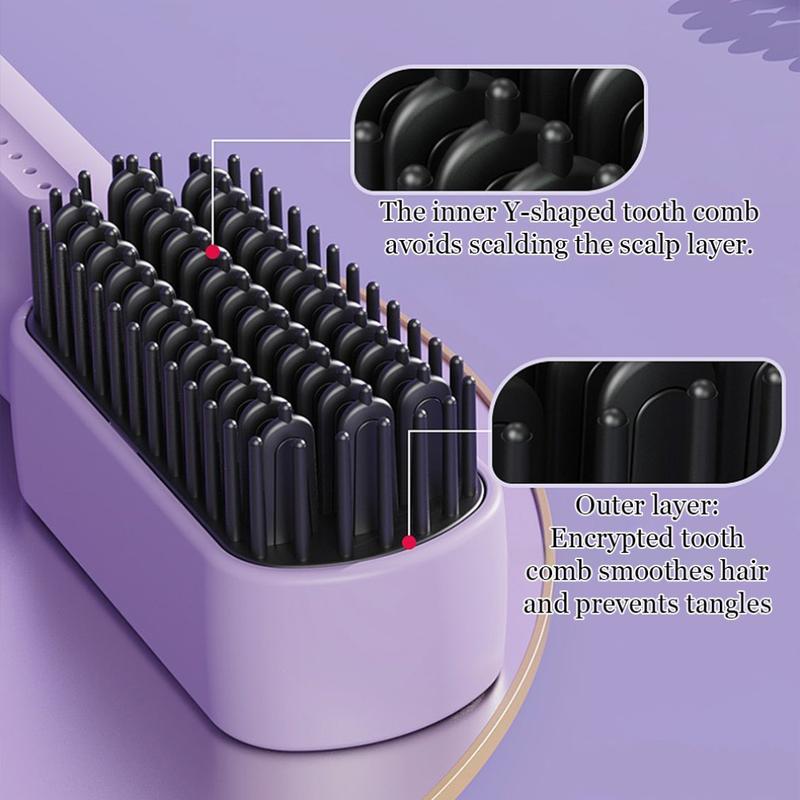 Hair Straightener Brush, Hair Straightening Comb Straightening Hot Air Brush for Women, Anti Scald & Heat Damage, Fast Heating,, Suitable for Home & Travel