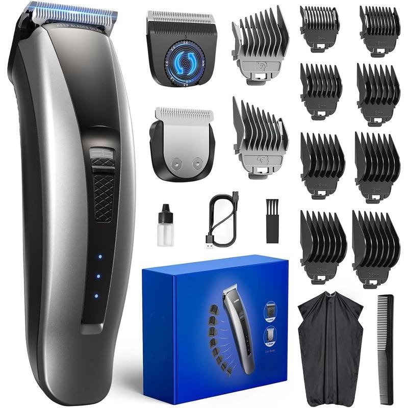 Hair Clippers for Men - Cordless & Corded 2 in 1 Hair & Beard Trimmer with ABS Guards, Detachable Blades & Turbo Motor, Professional Haircutting Kits for Blending & Fade Cuts