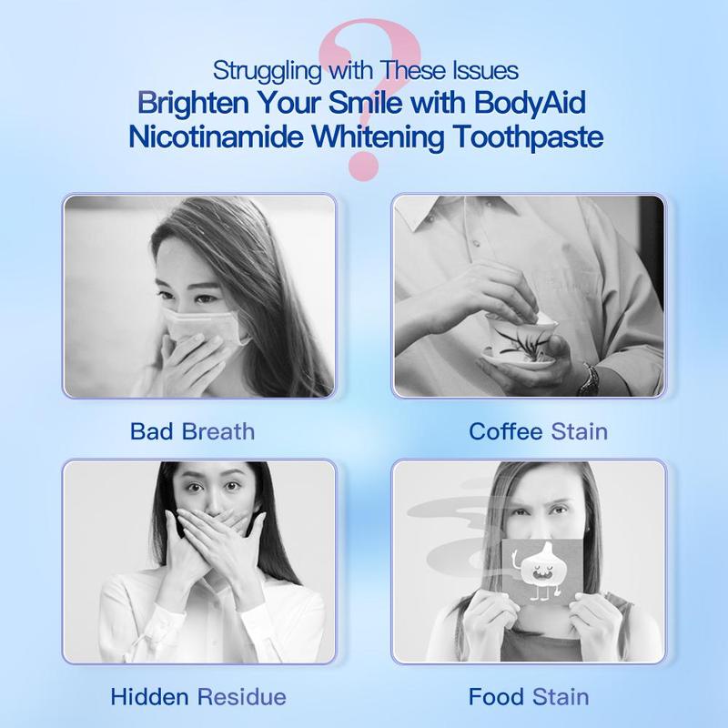 BodyAccel Intense Triple Whitening Niacinamide Whitening Toothpaste, Stain Removal Toothpaste Natural, Fresh Breath