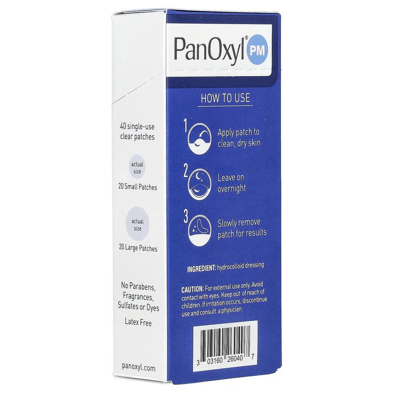 PanOxyl PM, Overnight Spot Patches, 40 Clear Hydrocolloid Patches