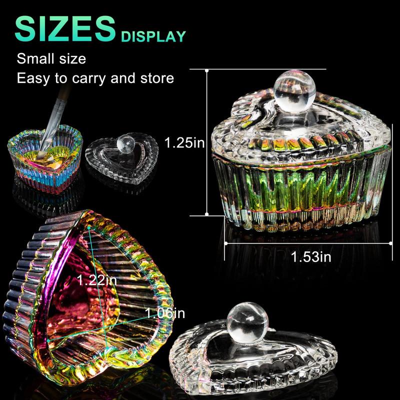 2PCS Nails Tips Art Dappen Dish with Lid Acrylic Liquid Powder Dappen Monomer Dish Glass Crystal Cup Glassware Tools for Professional Use and Home Use Nail Art Nail Care Nail Polish Polish