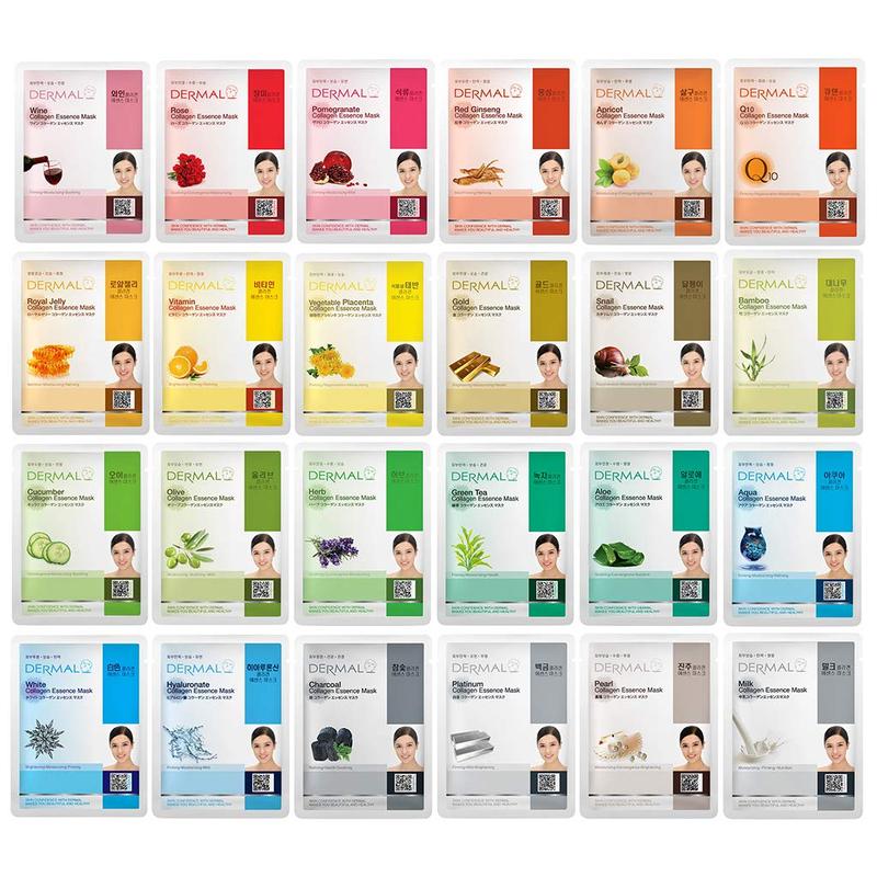 24 Combo Pack A Collagen Essence Face Mask - Hydrating & Soothing Facial Mask with Panthenol - Hypoallergenic Self Care Sheet Mask for All Skin Types