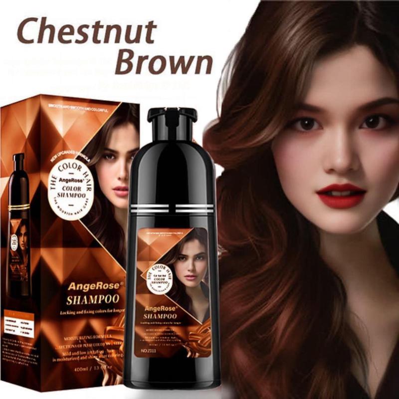 AngeRose Hair Color Shampoo New Packaging, Instant Grey Coverage, Available in Wine Red, Chestnut Brown, Nature Black and Purple, Perfect Gift for Women & Men, Gentle Hair Dye Salon Haircare