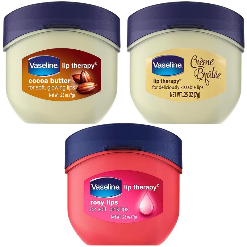 Vaseline Lip Therapy Bundle - Creme Brulee, Rosy Lips & Cocoa Butter, 0.25 Ounce (Pack of 3) - Vaseline Moisture Skincare