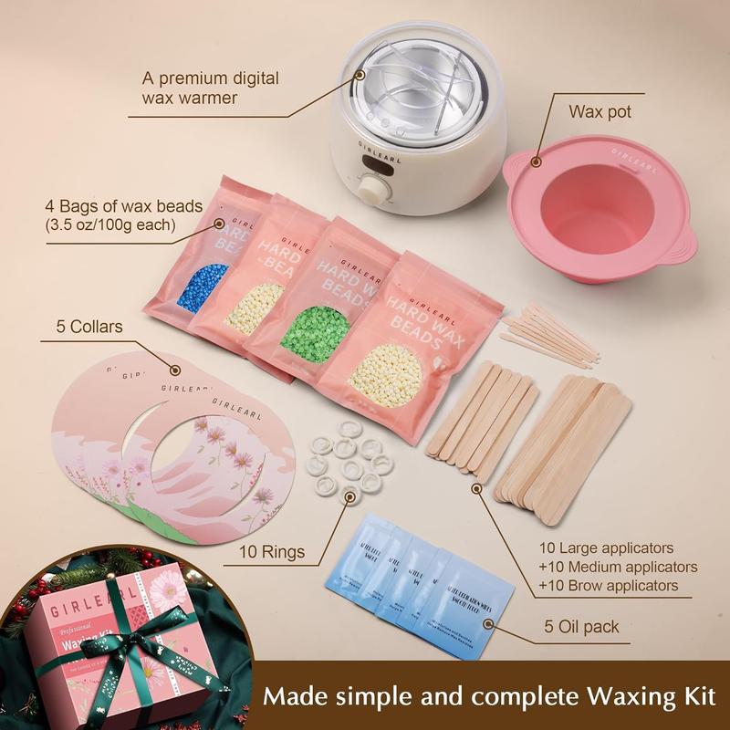 Digital Waxing Kit for Home Hair Removal, Including Wax Warmer, Wax Beads, and Silicone Pot for Brazilian, Bikini, Facial, and Leg Areas