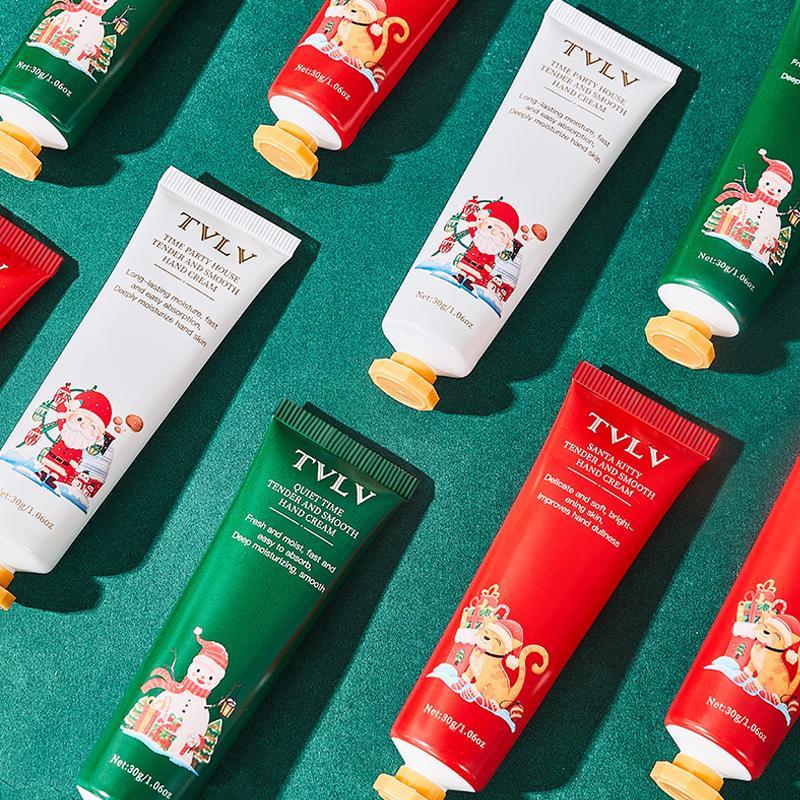 Christmas Limited Edition Hand Cream & Lip Balm Set, 10pcs Moisturizing Hand Cream & 6 Counts Lip Balm, Hydrating Hand Care & Lip Care Product