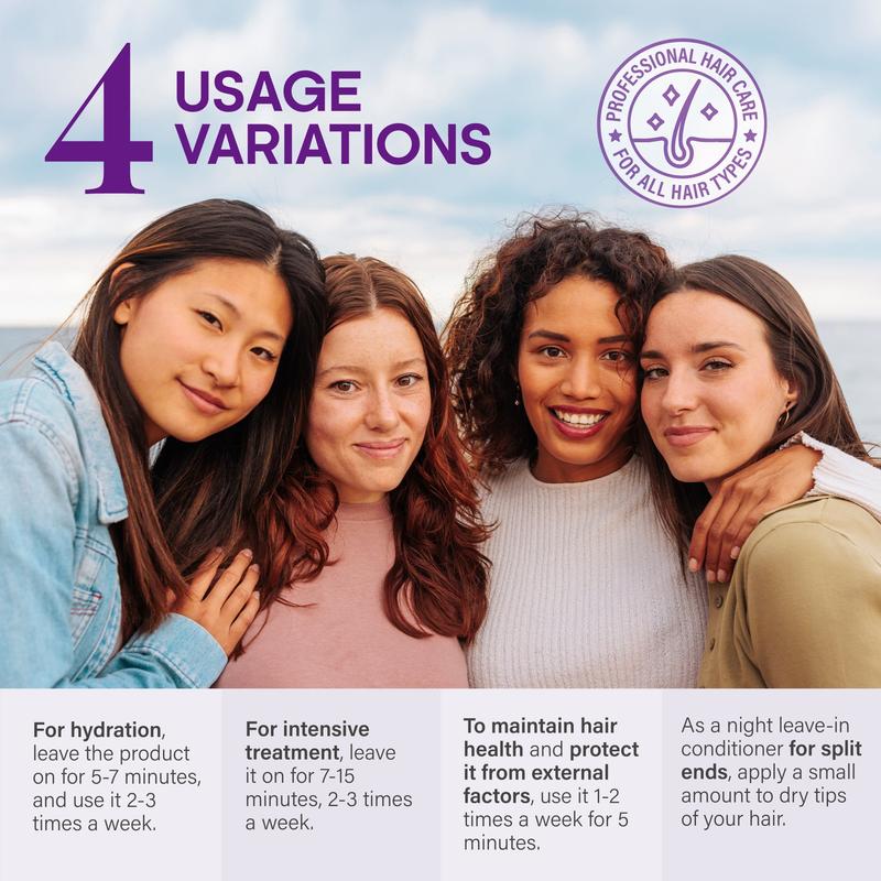 Hydrating Hair Mask for Damaged Hair with Keratin, Biotin, Argan & Coconut Oil for Deep Conditioning for Dry, Frizzy & Colored Hair - For All Hair Types - Sulfate & Paraben-Free - 10 FL OZ