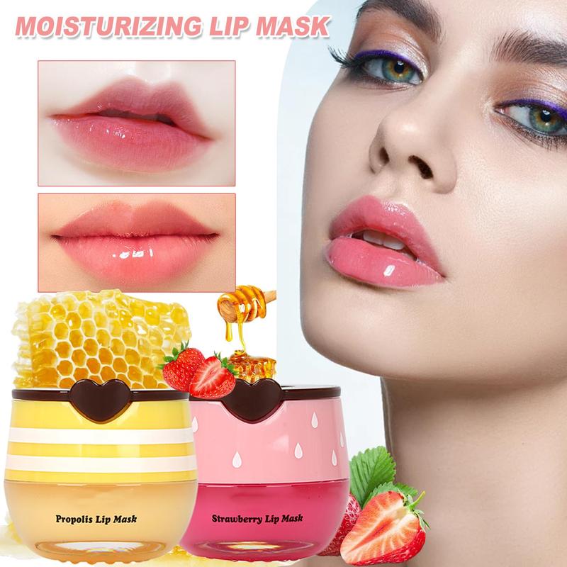 4 PCS Bee Lip Balm Honey Pot, Honey&Strawberry&Watermelon& Apple Lime Lip Mask Propolis Moisturizing Lip Balm Lip Care, Sleeping Lip Mask Hydrating Prevention Dry & Cracked Lips Moisture Moisturize