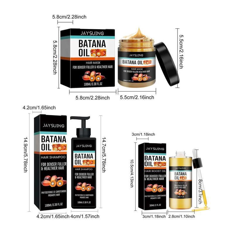 Batana Oil Shampoo & Hair Mask & Hair Oil Set, 3 Counts set Nourishing & Moisturizing Hair Care Products, Hair Care & Styling Product for Men and Women, Christmas Gift