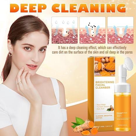 2pcs Turmeric Brightening Facial SkincareCleanser, Comfort Deep CleansingHydrating Facial Cleanser,  Oily Skin,Gir Shower Products Facial CleansersFacial Cleansing Facial Wash