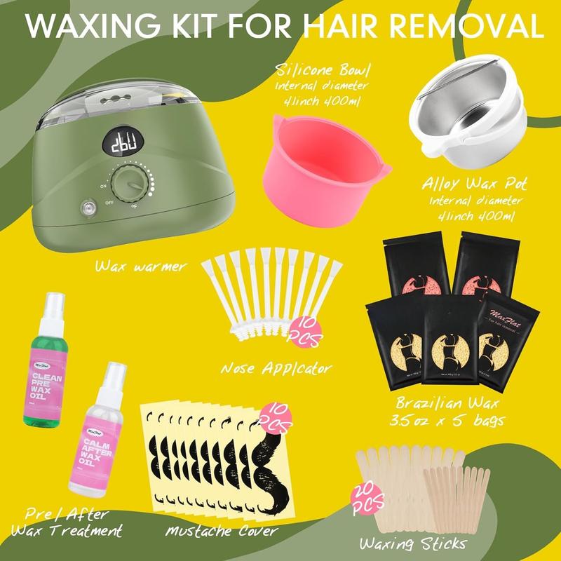 Waxing Kit, digital wax pot hard wax kit with accessories Brazilian and full waxing women and men