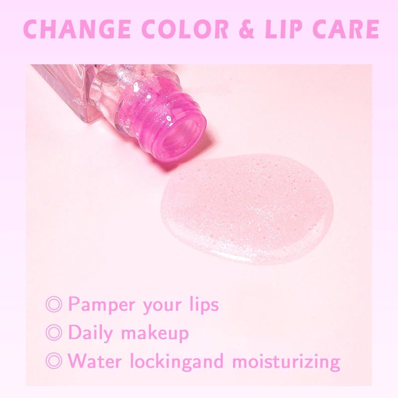 Magic Color Changing Lip Oil, Hydrating Lip Glow Oil V2, Gloss Tinted Lip Balm Transparent Lip Care, Long Lasting Nourishing Non-sticky Fresh Texture