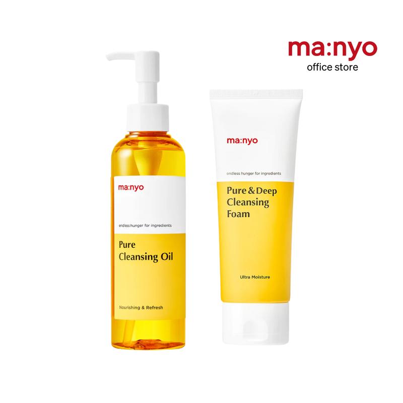 [ma:nyo Official Shop] Pure Double Cleansing Set (Oil 200ml + Foam Cleanser 100ml) Facial Hydrating