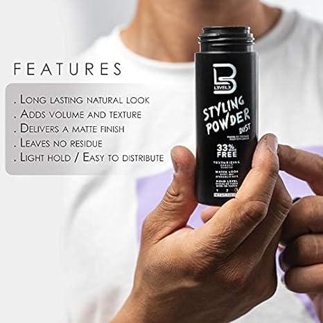 L3 Level 3 Styling Powder - Natural Look Mens Powder - Easy to Apply with No Oil or Greasy Residue Haircare Comfort