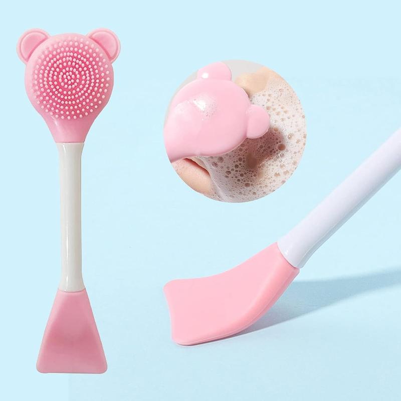 Silicone Face Massage Brush, Double-ended Face Scrubber, Facial Skin Care Brush, Great for Facial Pore Cleaning, Exfoliating & Face Massaging