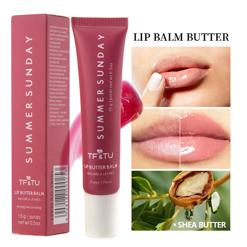 Lip Butter Balm, Tinted  Lip Balm, Conditioning Lip Mask, for Instant Moisture, Shine and Hydration - Sheer-Tinted, Soothing Lip Care Skincare Moisturizer cherry lip